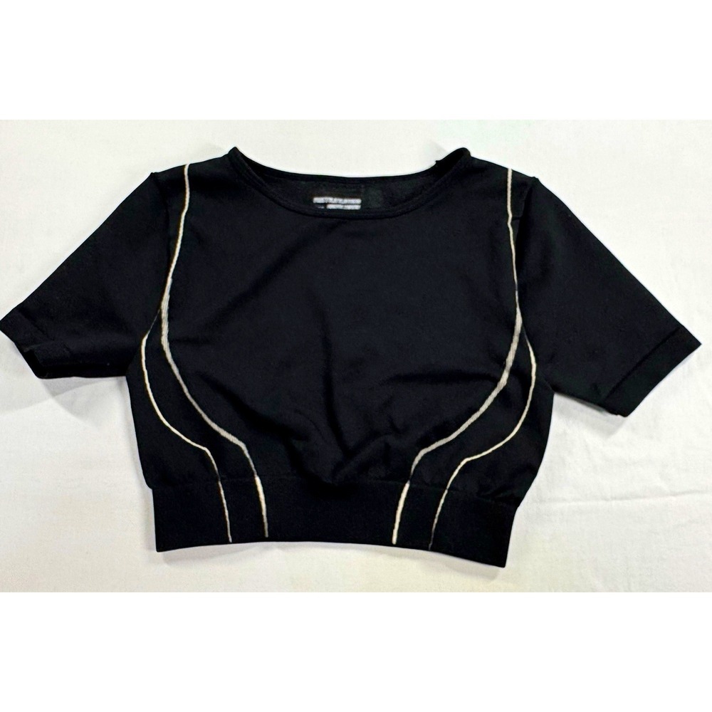 PrettyLittleThing P.L.T Sport Women's Black Cropped Crew Neck Stretch Tee XS